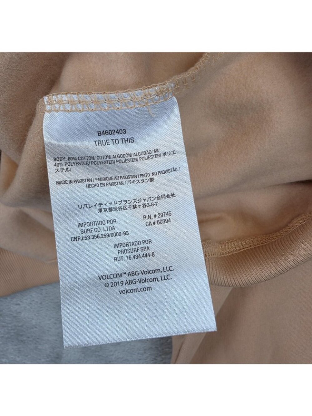 Volcom Ex Boyfriends Sweatshirt Womens XL Peach Palm Graphic Fleece Pullover - Picture 10 of 15